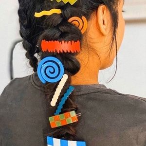 Chunks Hair Barrettes/ Red, Cream, Yellow